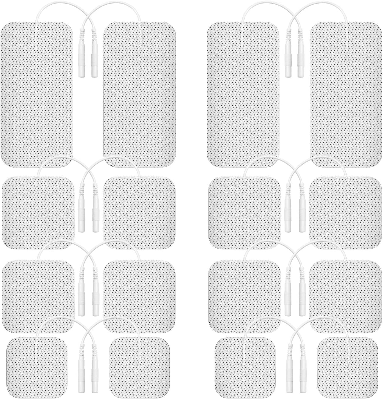 TENS Unit Replacement Pads Electrodes for Back Pain Relief, Self-Adhesive & Gel Free for Electrotherapy White (Pack of 16)