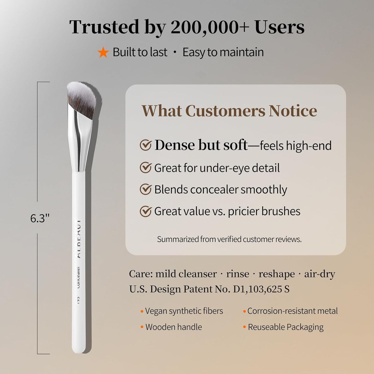 Concealer Brush, Angled under Eye Makeup Small Foundation Precision Face Blending Brush (193 Concealer Brush)