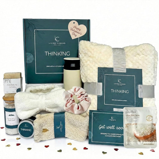 Valentine’S Day Gifts for Her – 11-Piece Women’S Self Care Spa Gift Basket with Blanket, Bath Salts & Oatmeal Soap, Romantic Get Well & Inspirational Gift for Girlfriend, Wife, Mom