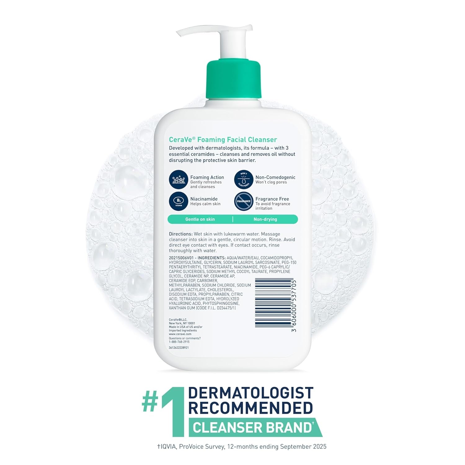 Foaming Facial Cleanser | Daily Face Wash for Oily Skin | Hyaluronic Acid + Ceramides + Niacinamide | Fragrance Free & Paraben Free | Non - Drying Oil Control Face Wash | 19 Fluid Ounce