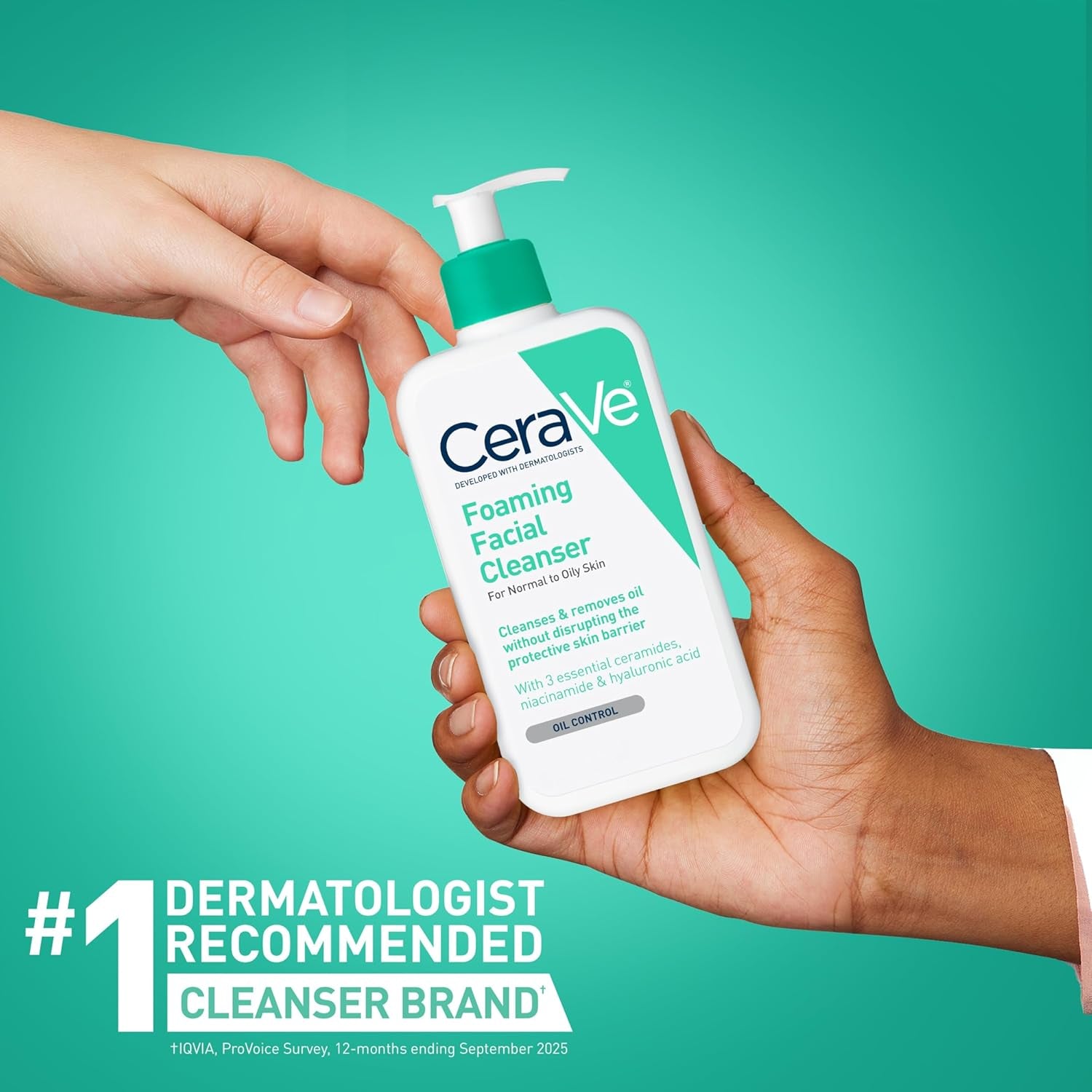 Foaming Facial Cleanser | Daily Face Wash for Oily Skin | Hyaluronic Acid + Ceramides + Niacinamide | Fragrance Free & Paraben Free | Non - Drying Oil Control Face Wash | 19 Fluid Ounce