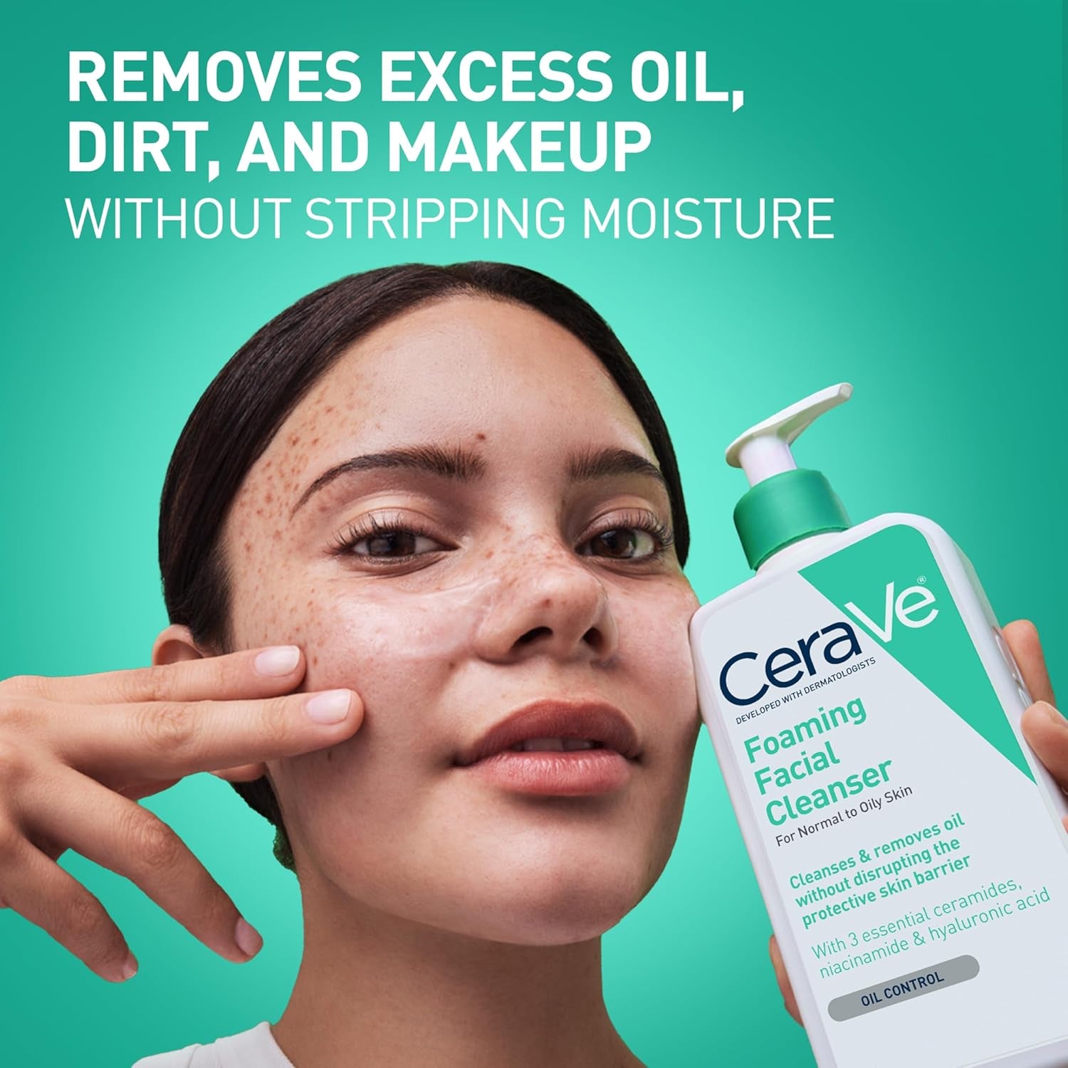Foaming Facial Cleanser | Daily Face Wash for Oily Skin | Hyaluronic Acid + Ceramides + Niacinamide | Fragrance Free & Paraben Free | Non - Drying Oil Control Face Wash | 19 Fluid Ounce